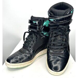Puma Womens Shoes Sky Wedge Tropicalia Sneakers Hibiscus Athletic Black Size 9